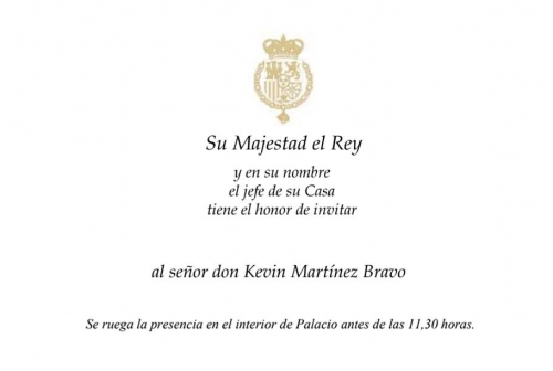 novelda deportes kevin martinez bravo invitacion casa real española su majestad el rey españa