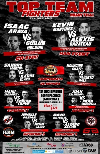 Kevin Martinez Muay Thay Top Team Fighters Cartel Torre Pacheco Murcia Alexis Barateau diciembre 2018